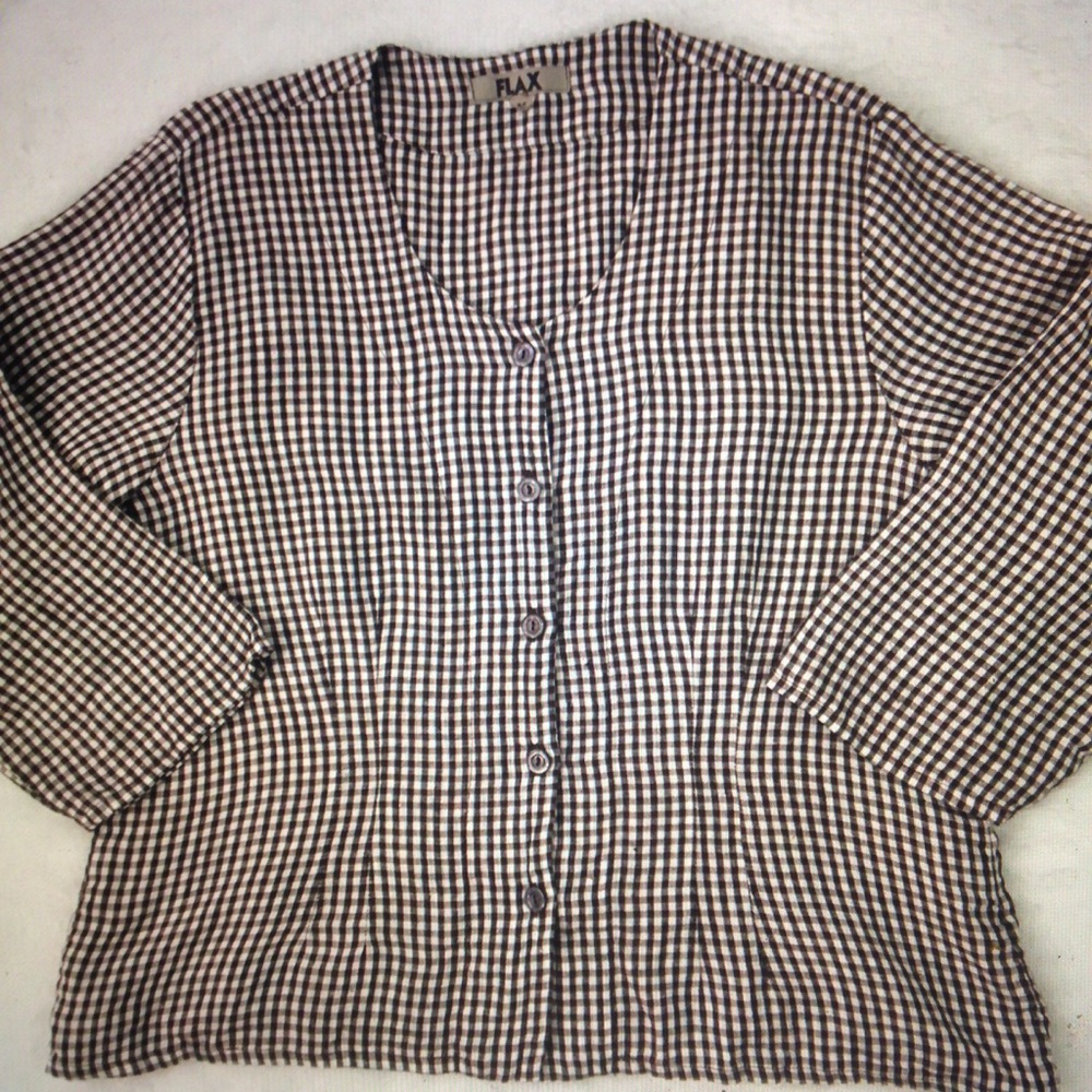 Flax linen gingham shirt M